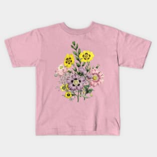 Blooming Flowers Graden Vintage Botanical Illustration Kids T-Shirt